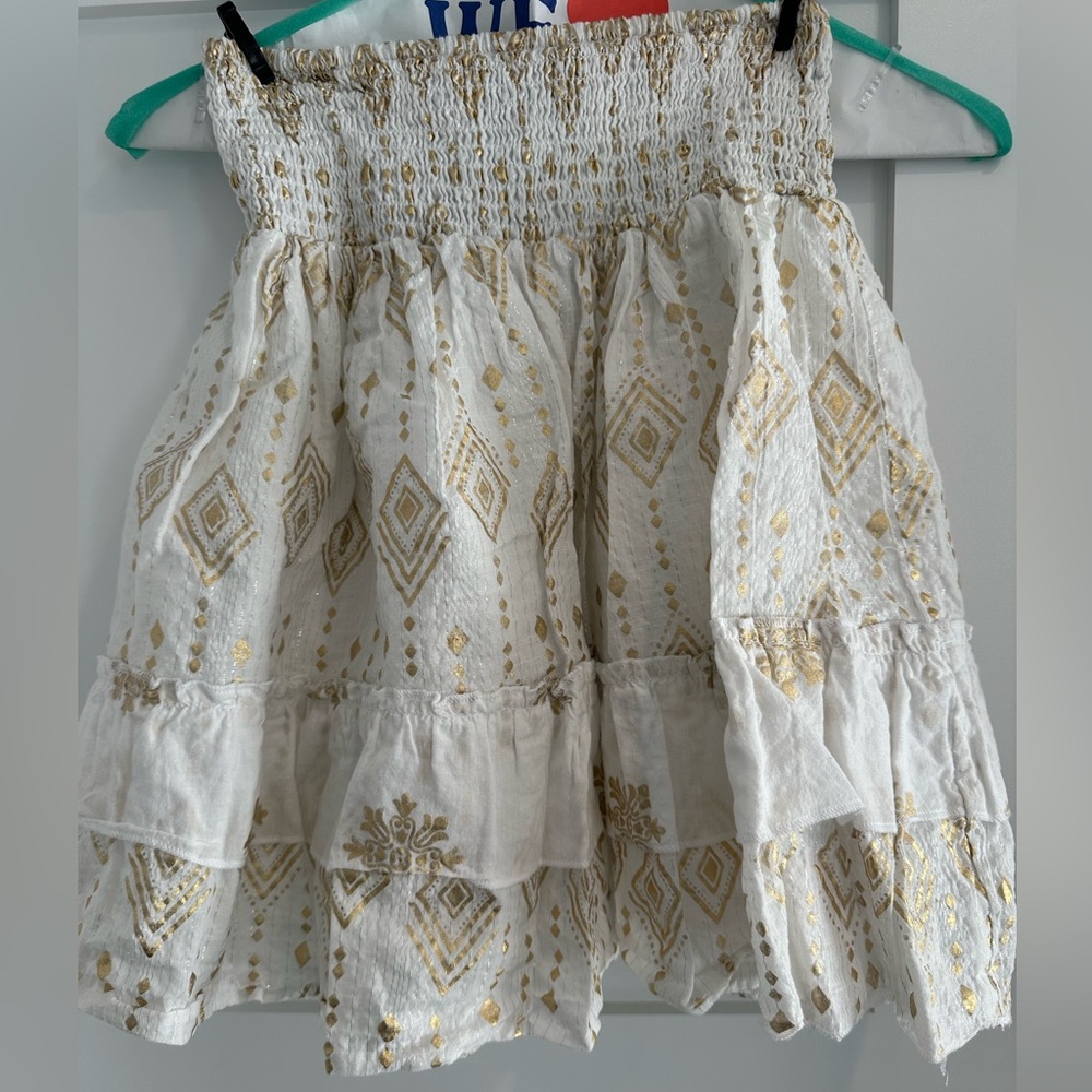 Aqua White and Gold Mini Skirt